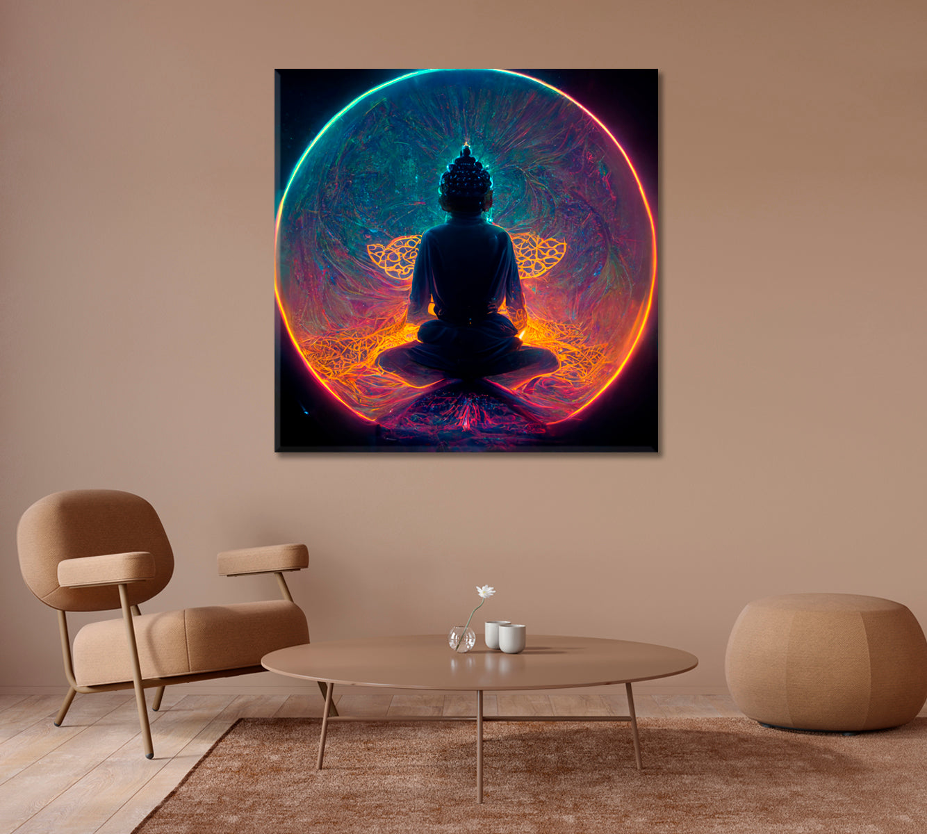 Buddha Silhouettes Wall Art Home Decor-Canvas Print-CetArt-1 panel-12x12 inches-CetArt