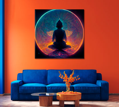 Buddha Silhouettes Wall Art Home Decor-Canvas Print-CetArt-1 panel-12x12 inches-CetArt