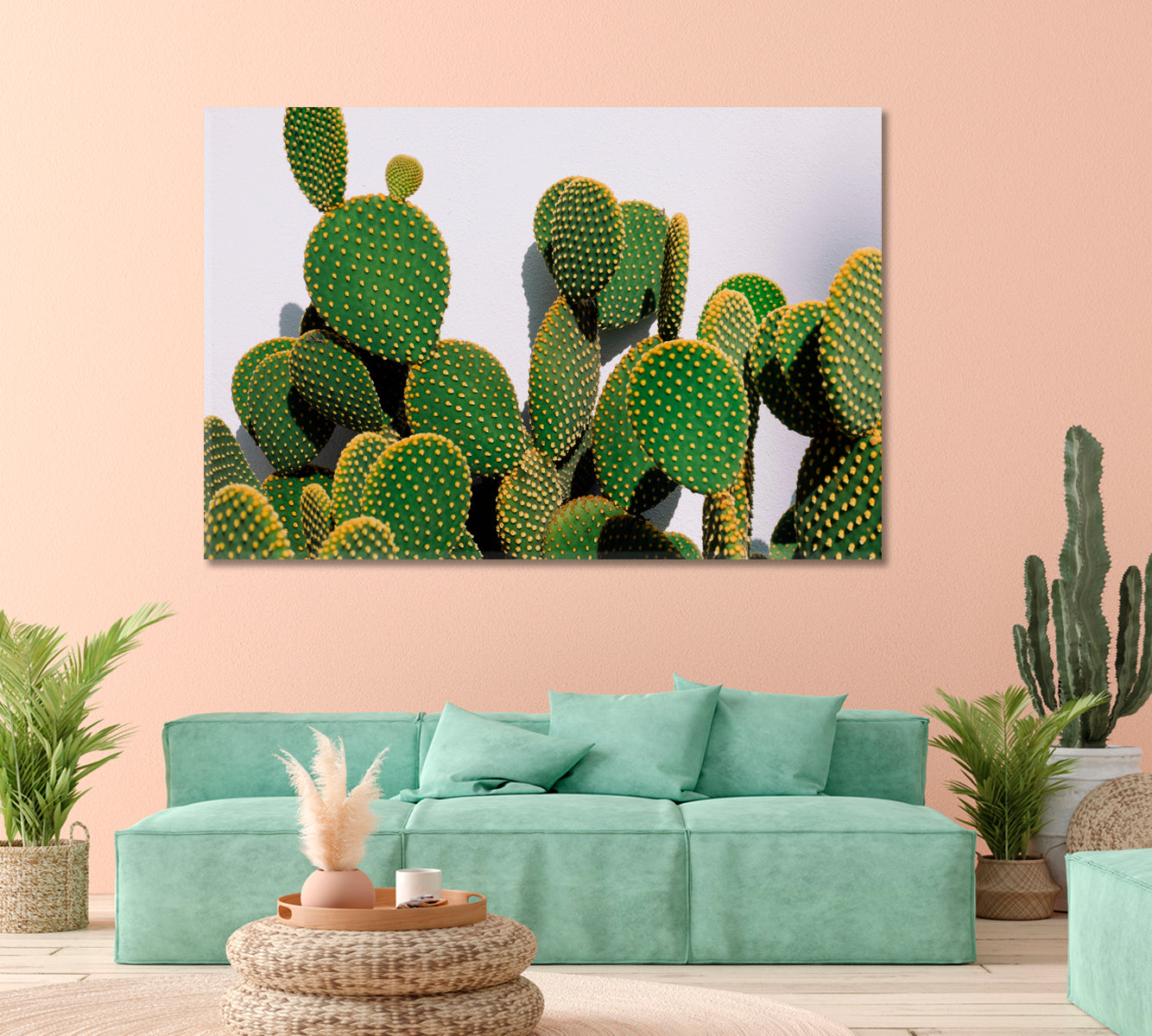 Bunny Ear Cactus Wall Decor Canvas-Canvas Print-CetArt-1 Panel-24x16 inches-CetArt