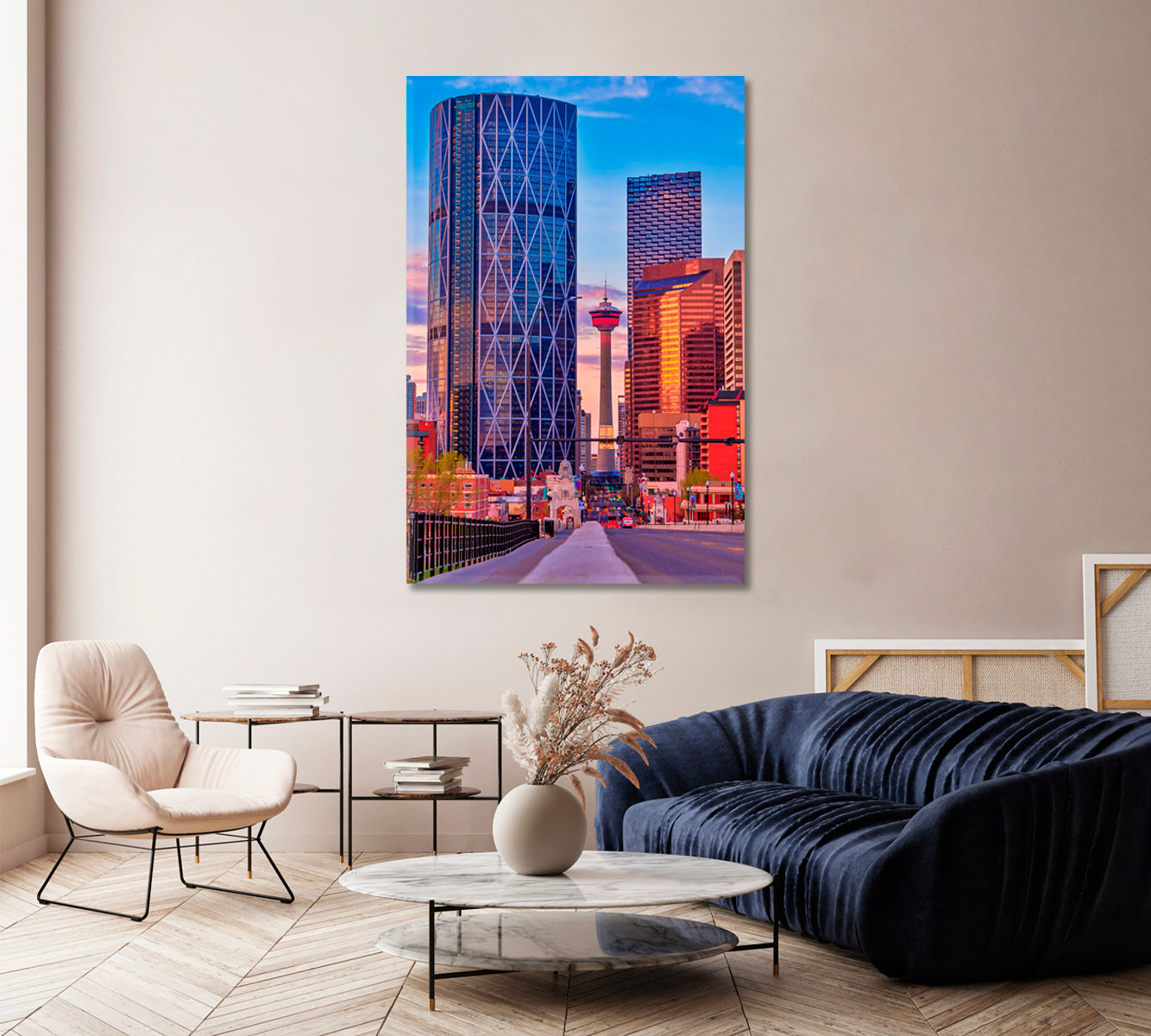 Calgary Downtown Office Wall Decor-Canvas Print-CetArt-1 panel-16x24 inches-CetArt