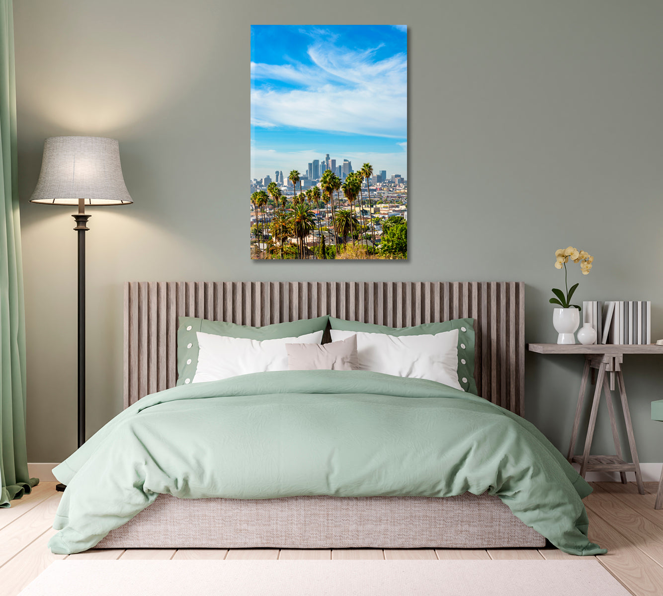 Los Angeles Skyline Print Wall Art-Canvas Print-CetArt-1 panel-16x24 inches-CetArt