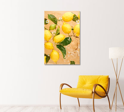 Yellow Ripe Lemons Canvas Art Decor-Canvas Print-CetArt-1 panel-16x24 inches-CetArt