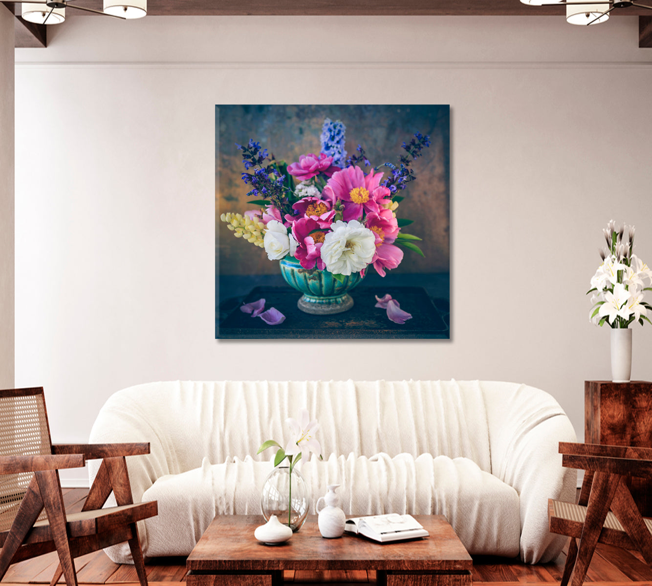 Beautiful Still Life Bouquet Wall Art-Canvas Print-CetArt-1 panel-12x12 inches-CetArt