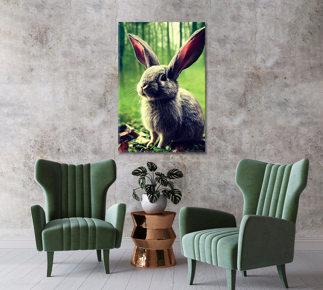 Cute Rabbit Canvas Wall Art Decor-Canvas Print-CetArt-1 panel-16x24 inches-CetArt