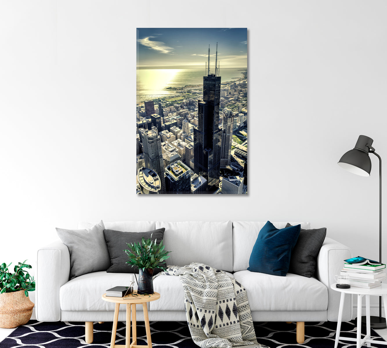 Chicago City Skyline Print Canvas Art-Canvas Print-CetArt-1 panel-16x24 inches-CetArt