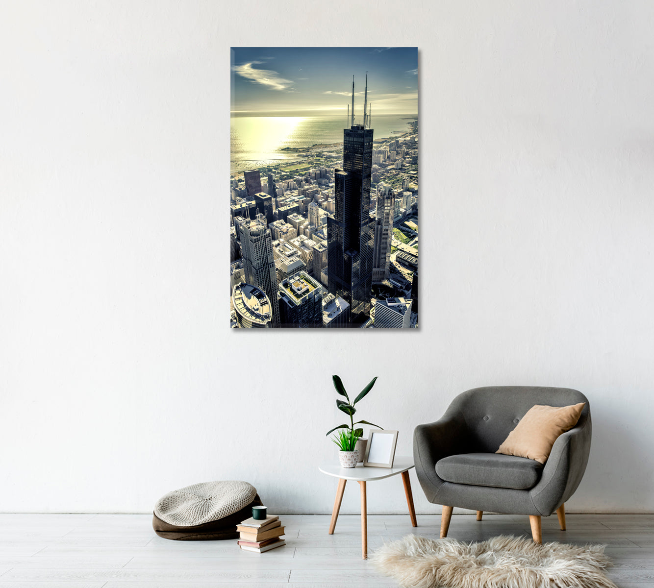 Chicago City Skyline Print Canvas Art-Canvas Print-CetArt-1 panel-16x24 inches-CetArt