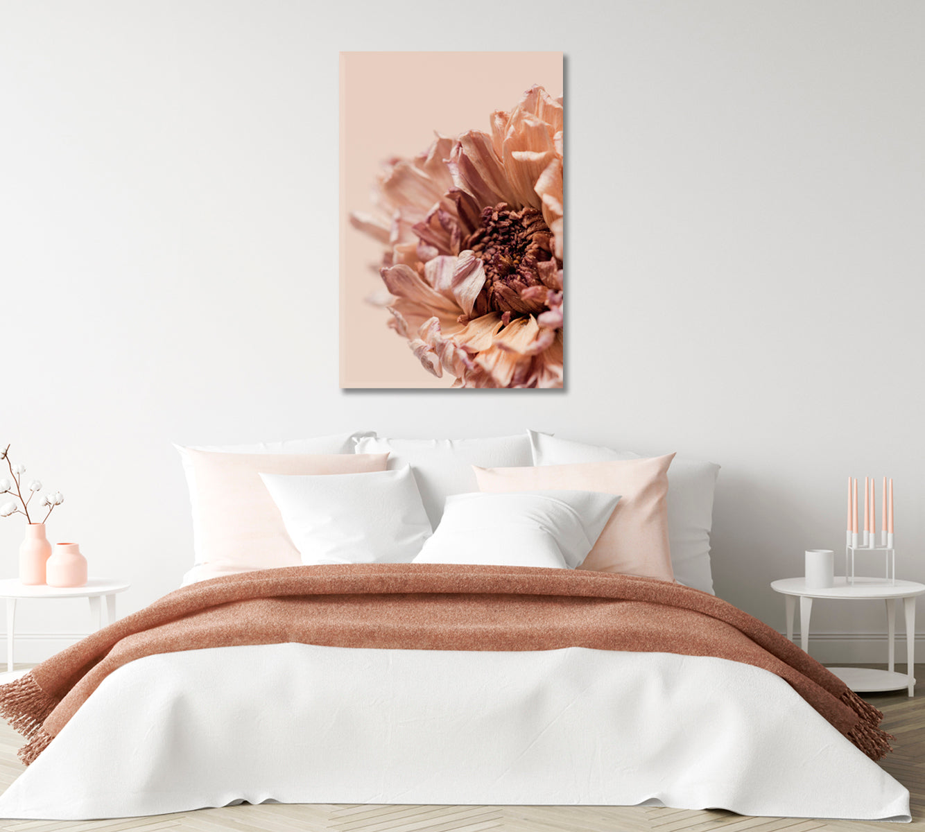 Beige Chrysanthemum Flower Trendy Wall Décor-Canvas Print-CetArt-1 panel-16x24 inches-CetArt