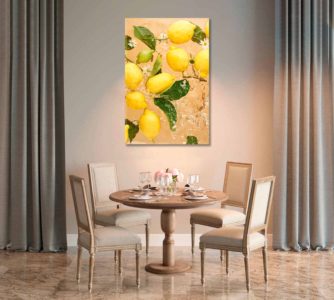 Yellow Ripe Lemons Canvas Art Decor-Canvas Print-CetArt-1 panel-16x24 inches-CetArt