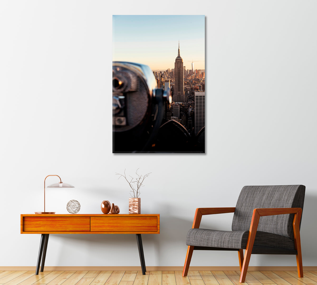 Sunset Over New York Wall Art-Canvas Print-CetArt-1 panel-16x24 inches-CetArt