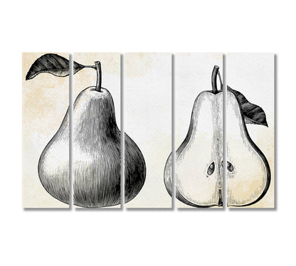 Pear Vintage Canvas Wall Art-Canvas Print-CetArt-5 Panels-36x24 inches-CetArt