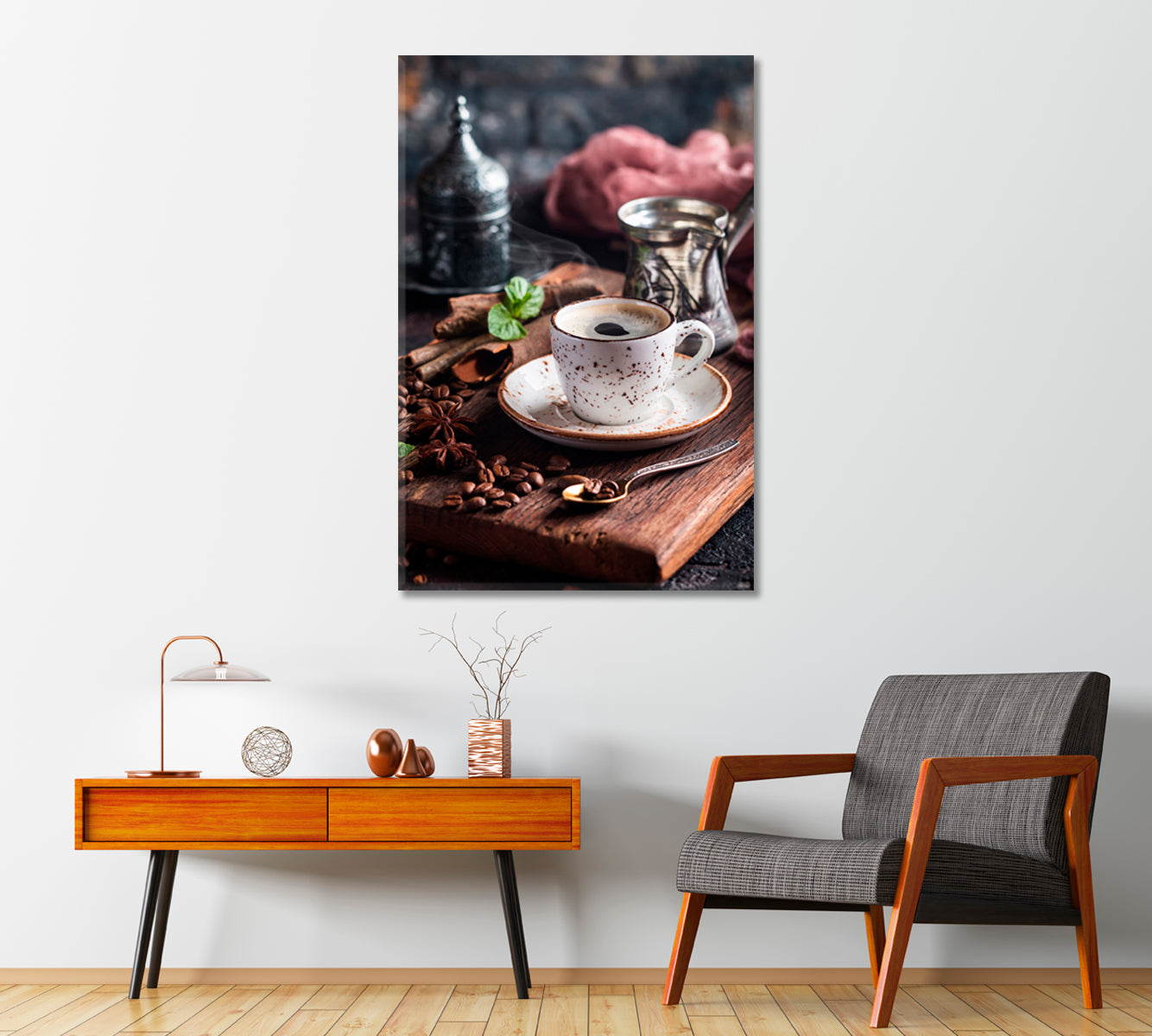 Cup of Fresh Coffee Canvas Print-Canvas Print-CetArt-1 panel-16x24 inches-CetArt