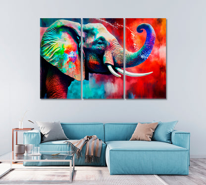 Colorful Elephant Canvas Home Decor-Canvas Print-CetArt-1 Panel-24x16 inches-CetArt