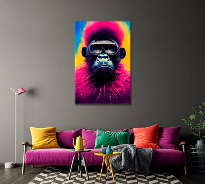 Hipster Monkey Colorful Canvas Wall Decor-Canvas Print-CetArt-1 panel-16x24 inches-CetArt