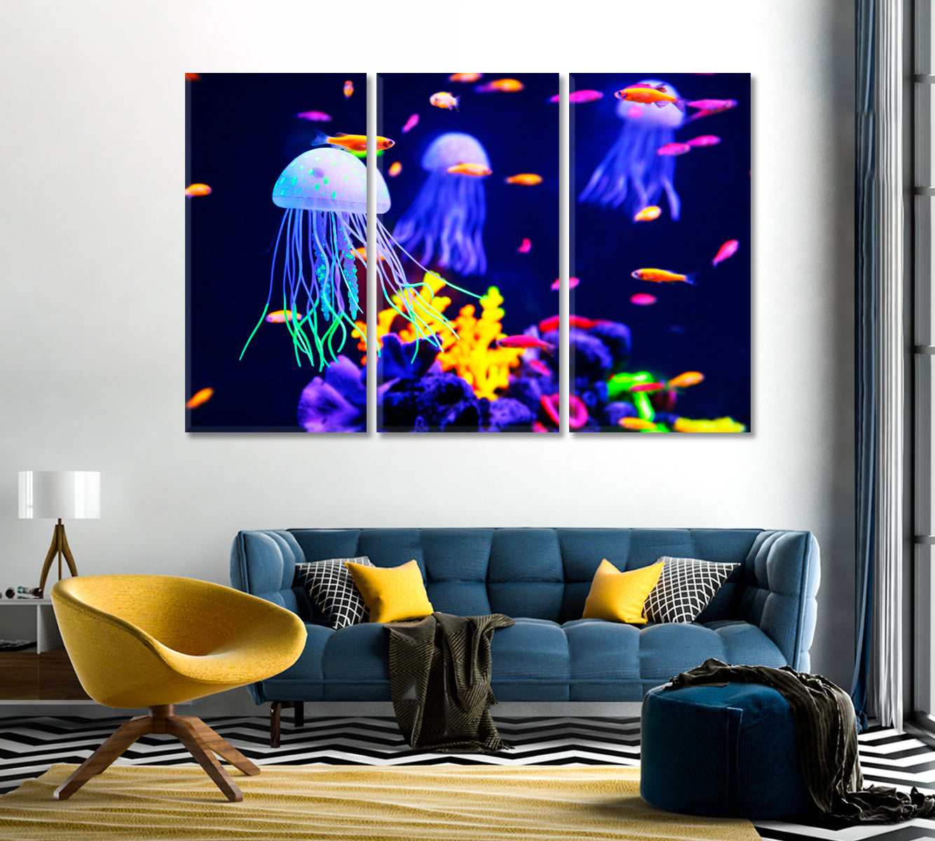 Colorful Jellyfish Canvas Wall Art Decor-Canvas Print-CetArt-1 Panel-24x16 inches-CetArt