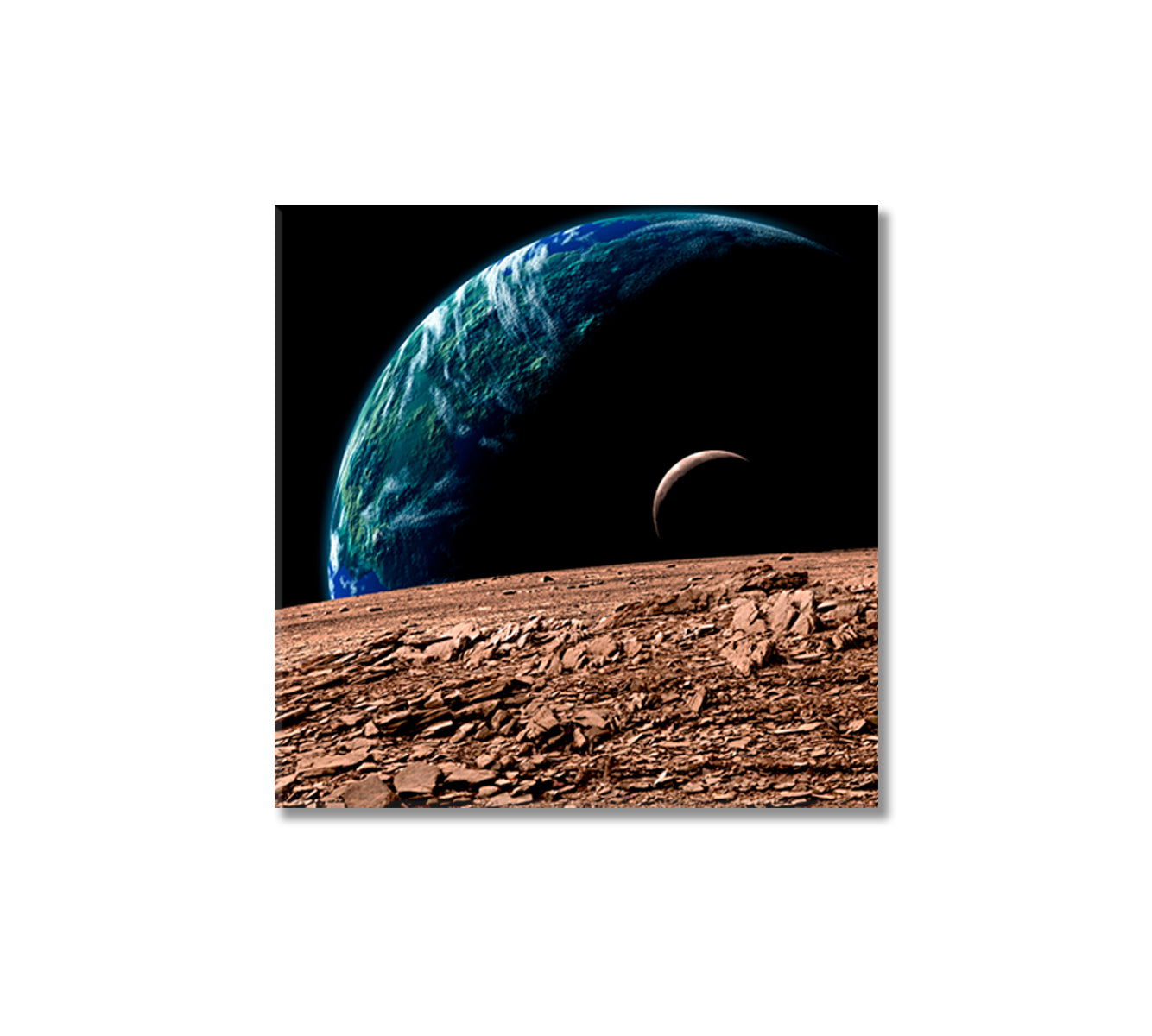 Earth in Deep Space Modern Art-Canvas Print-CetArt-1 panel-12x12 inches-CetArt