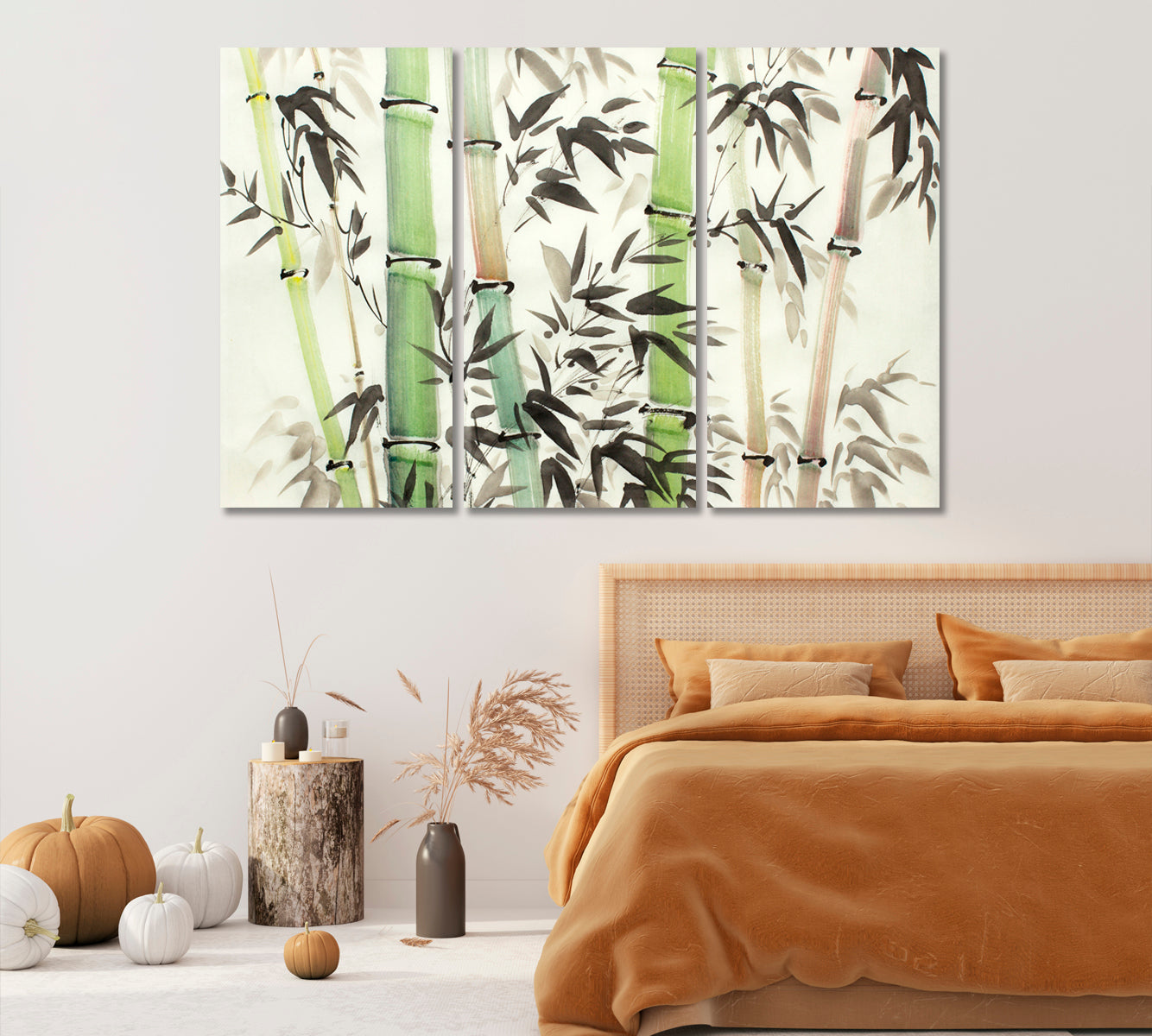 Bamboo Modern Abstract Canvas Artwork-Canvas Print-CetArt-1 Panel-24x16 inches-CetArt