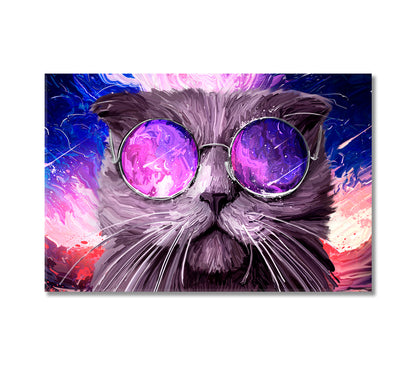 Funny Cat in Glasses Art Canvas Print-Canvas Print-CetArt-1 Panel-24x16 inches-CetArt