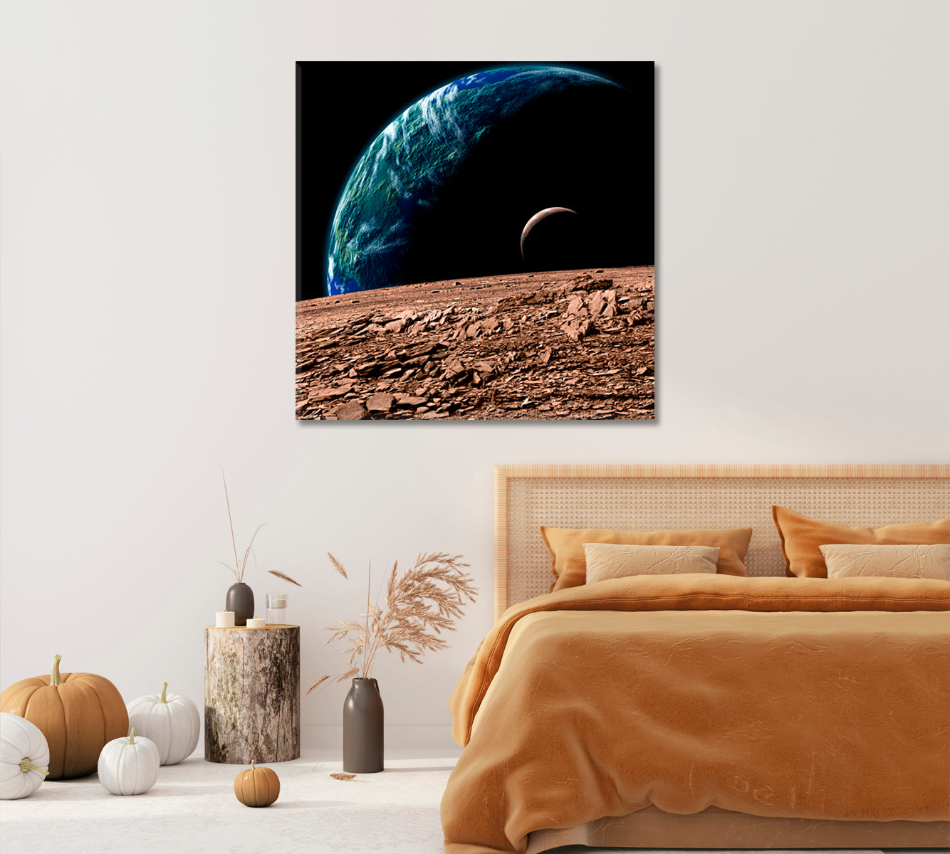 Earth in Deep Space Modern Art-Canvas Print-CetArt-1 panel-12x12 inches-CetArt