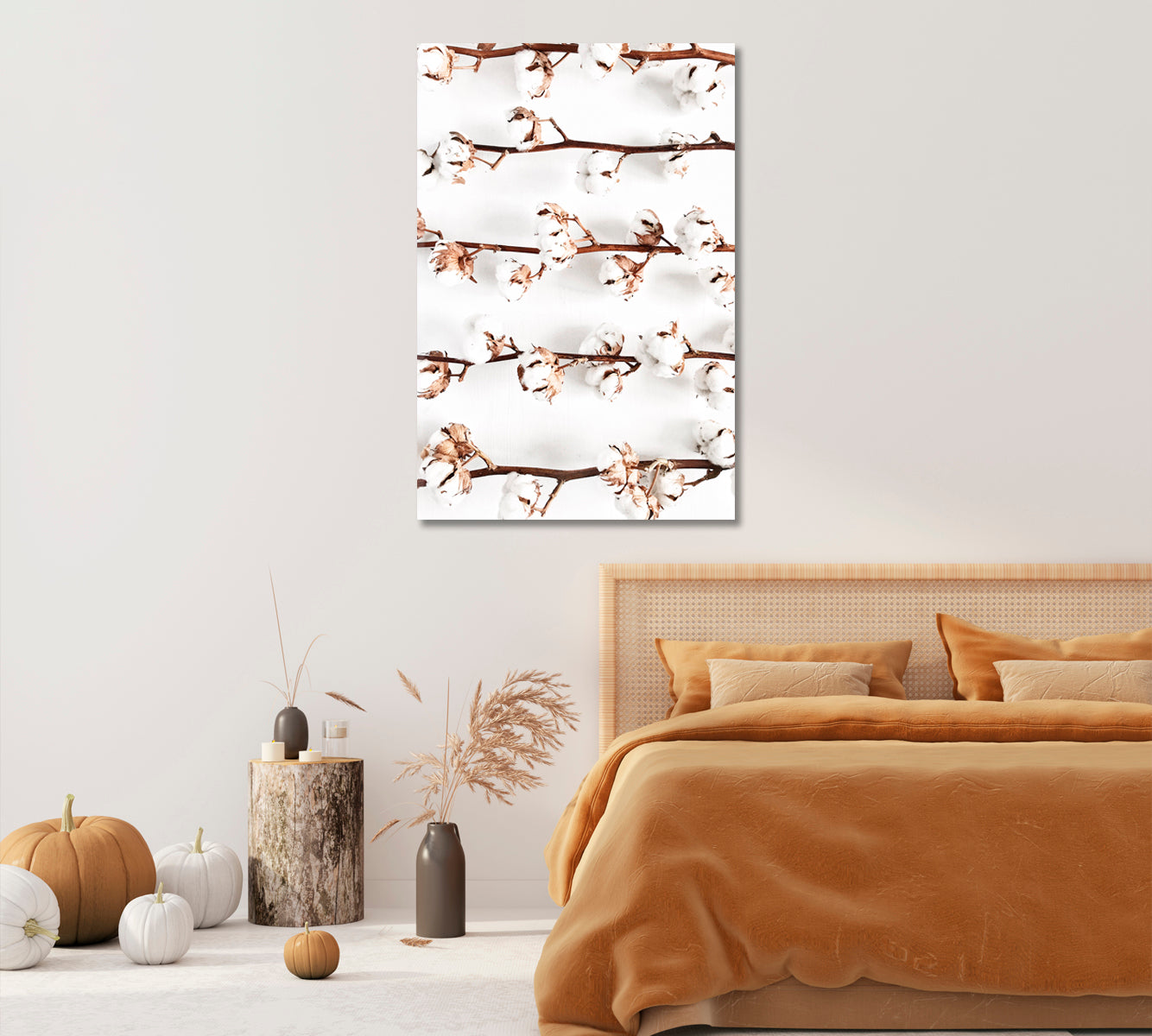 Cotton Branches Trendy Wall Decor-Canvas Print-CetArt-1 panel-16x24 inches-CetArt