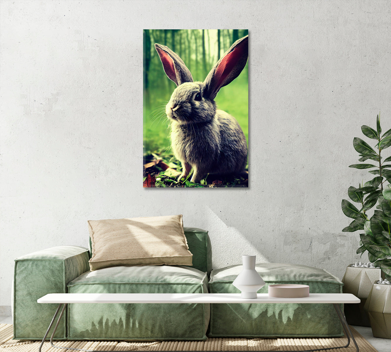 Cute Rabbit Canvas Wall Art Decor-Canvas Print-CetArt-1 panel-16x24 inches-CetArt