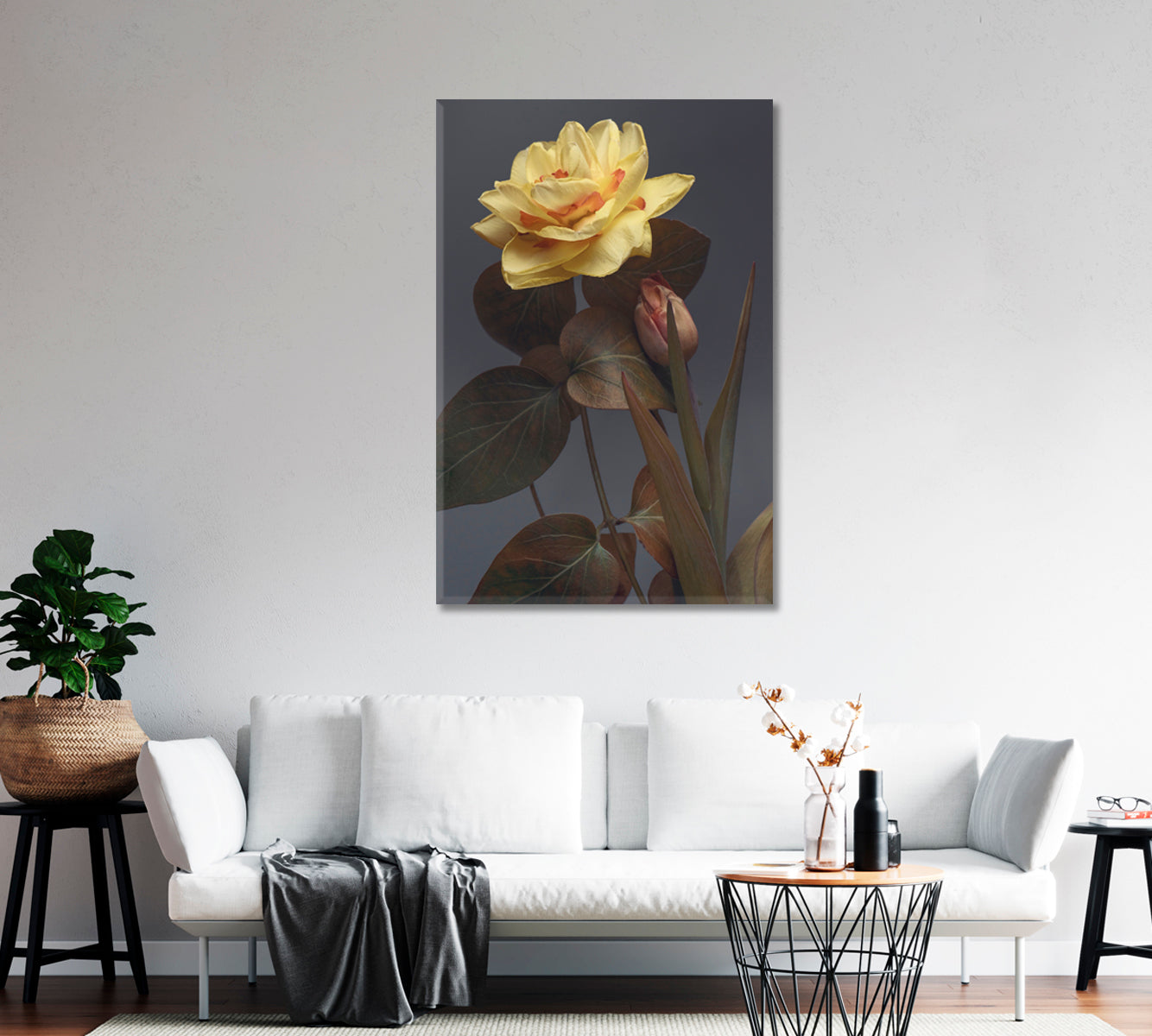 Daffodil Flower Trendy Canvas Interior Gift-Canvas Print-CetArt-1 panel-16x24 inches-CetArt