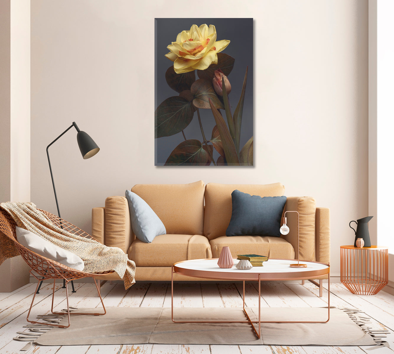 Daffodil Flower Trendy Canvas Interior Gift-Canvas Print-CetArt-1 panel-16x24 inches-CetArt