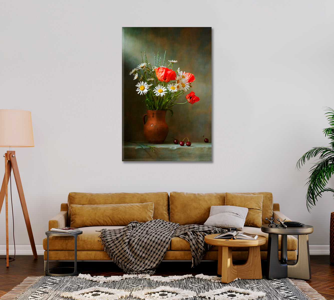 Daisies Still Life Art For Home-Canvas Print-CetArt-1 panel-16x24 inches-CetArt