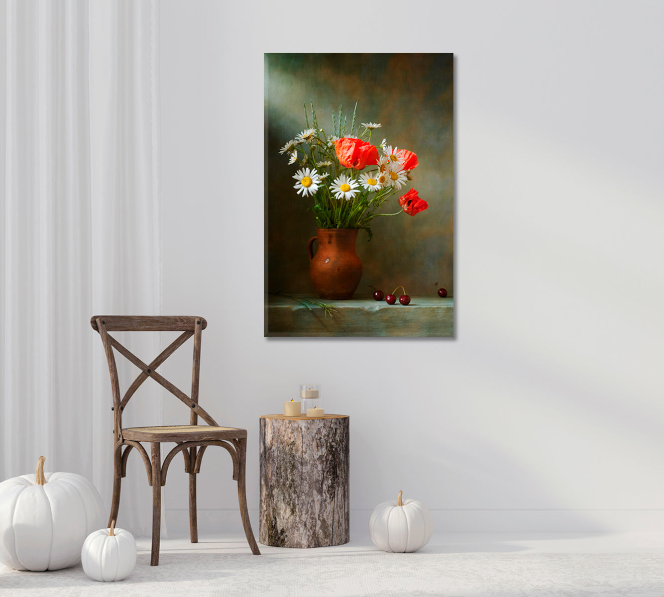 Daisies Still Life Art For Home-Canvas Print-CetArt-1 panel-16x24 inches-CetArt