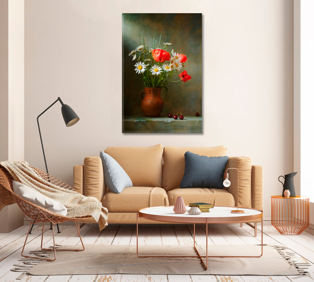 Daisies Still Life Art For Home-Canvas Print-CetArt-1 panel-16x24 inches-CetArt