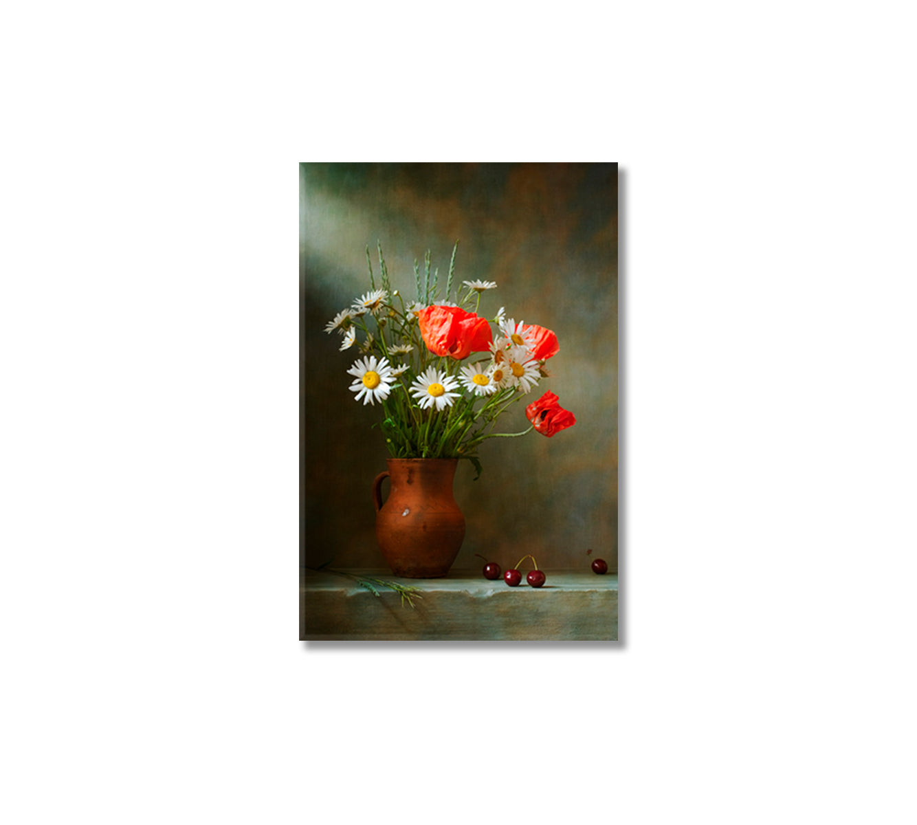 Daisies Still Life Art For Home-Canvas Print-CetArt-1 panel-16x24 inches-CetArt