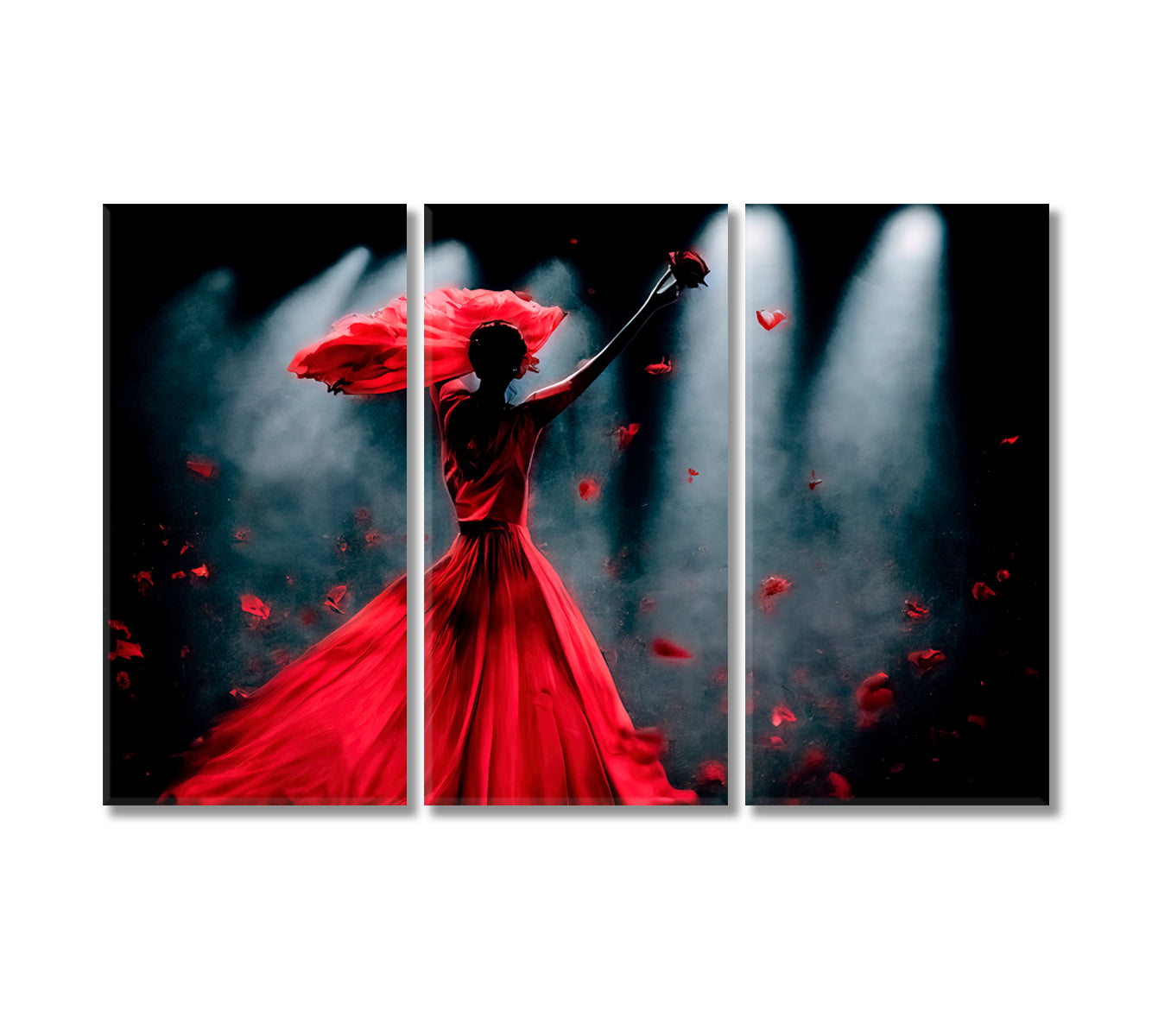 Flamenco Dancer Canvas Wall Art-Canvas Print-CetArt-3 Panels-36x24 inches-CetArt