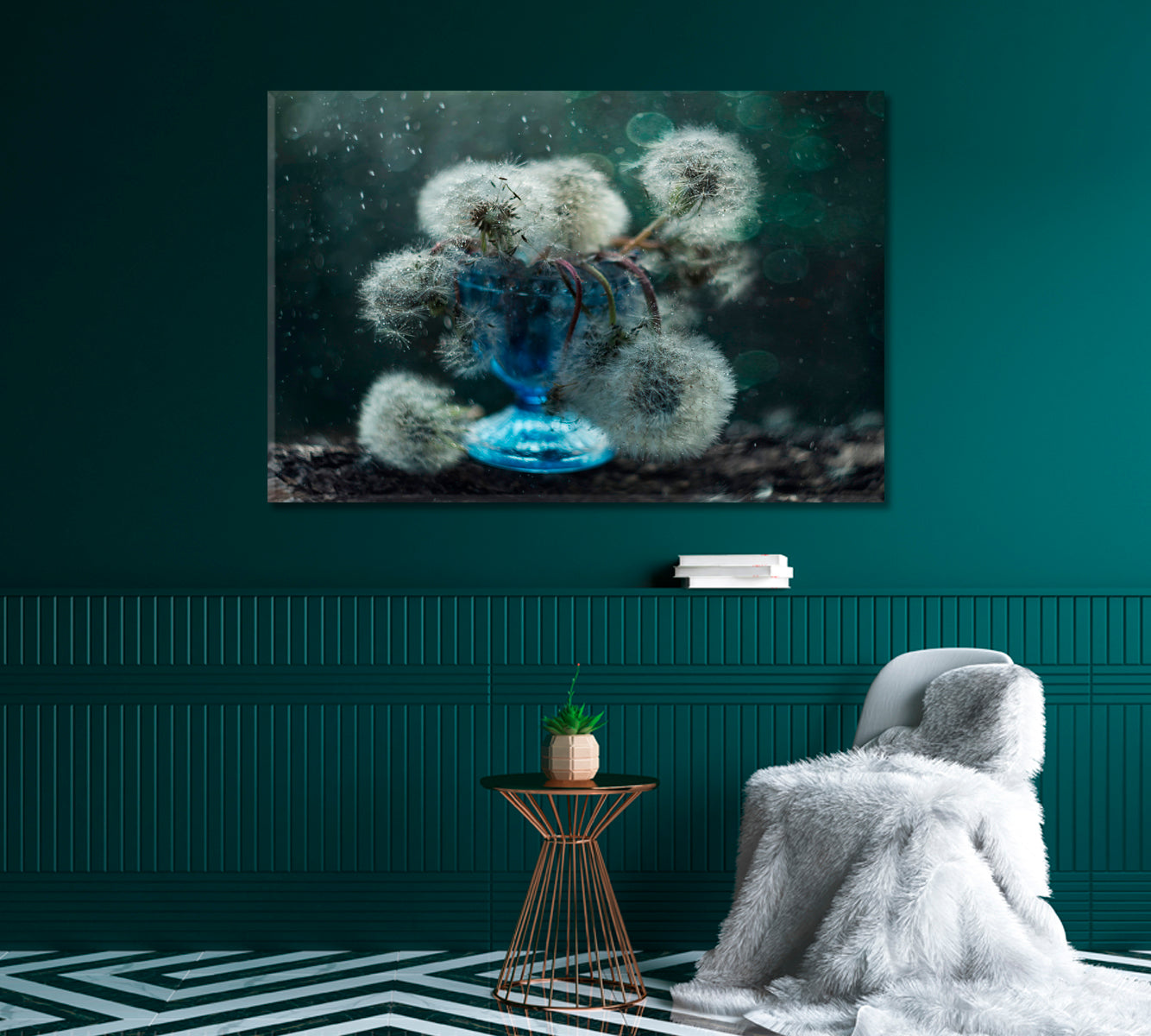 Dandelions Still Life Home Art Decor-Canvas Print-CetArt-1 Panel-24x16 inches-CetArt