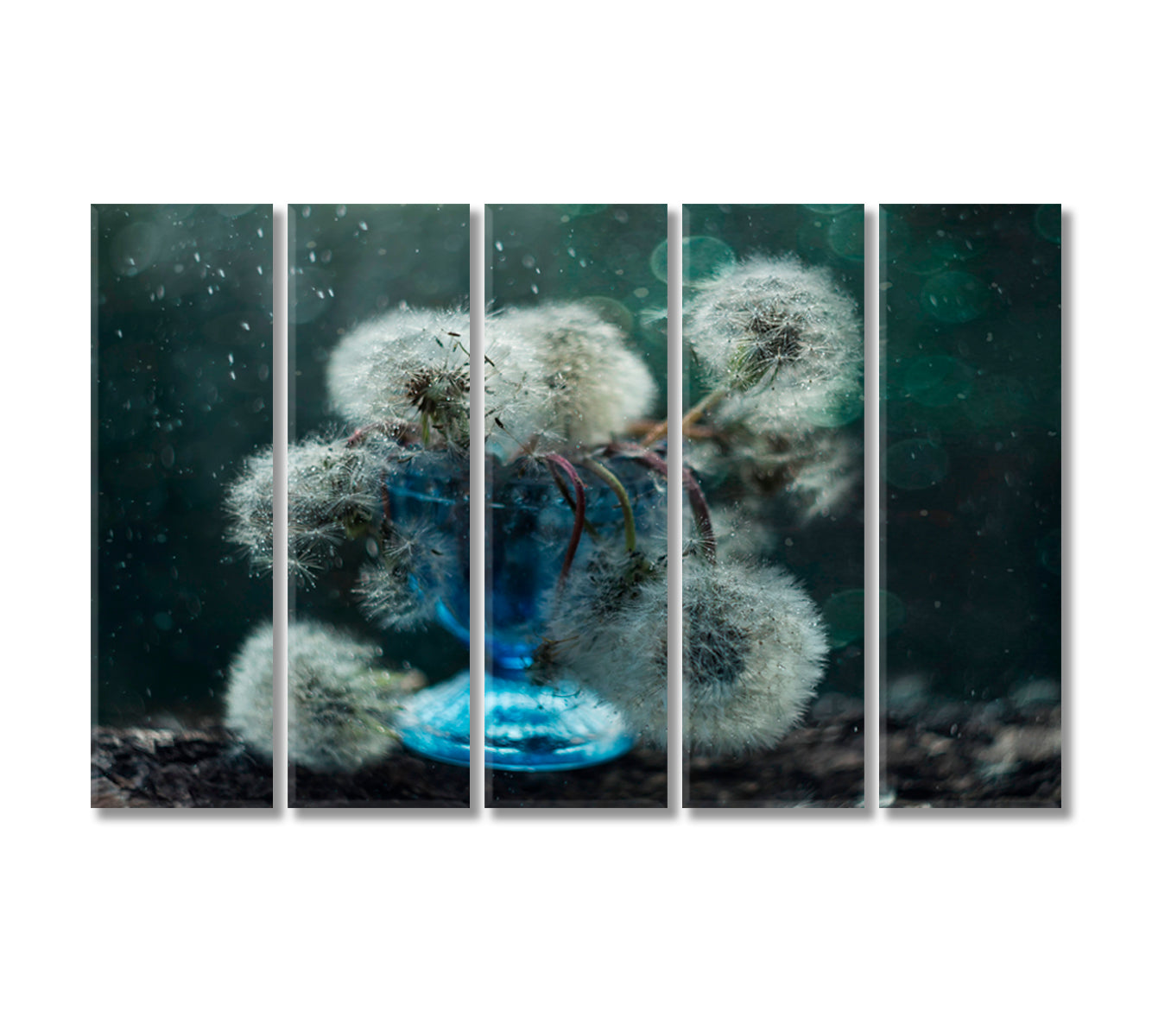 Dandelions Still Life Home Art Decor-Canvas Print-CetArt-5 Panels-36x24 inches-CetArt