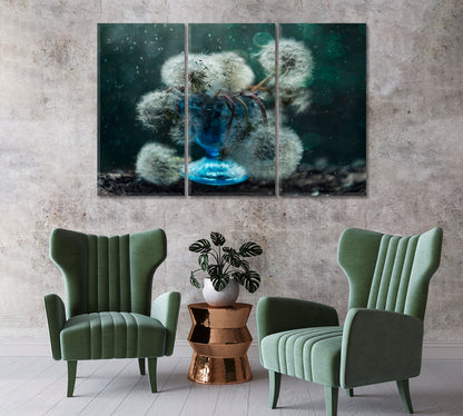 Dandelions Still Life Home Art Decor-Canvas Print-CetArt-1 Panel-24x16 inches-CetArt