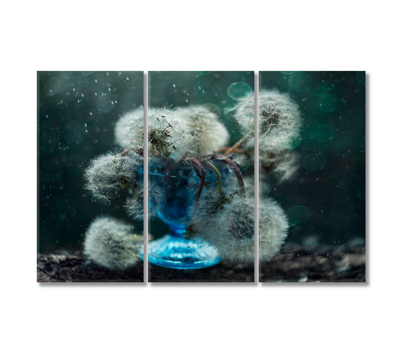 Dandelions Still Life Home Art Decor-Canvas Print-CetArt-3 Panels-36x24 inches-CetArt