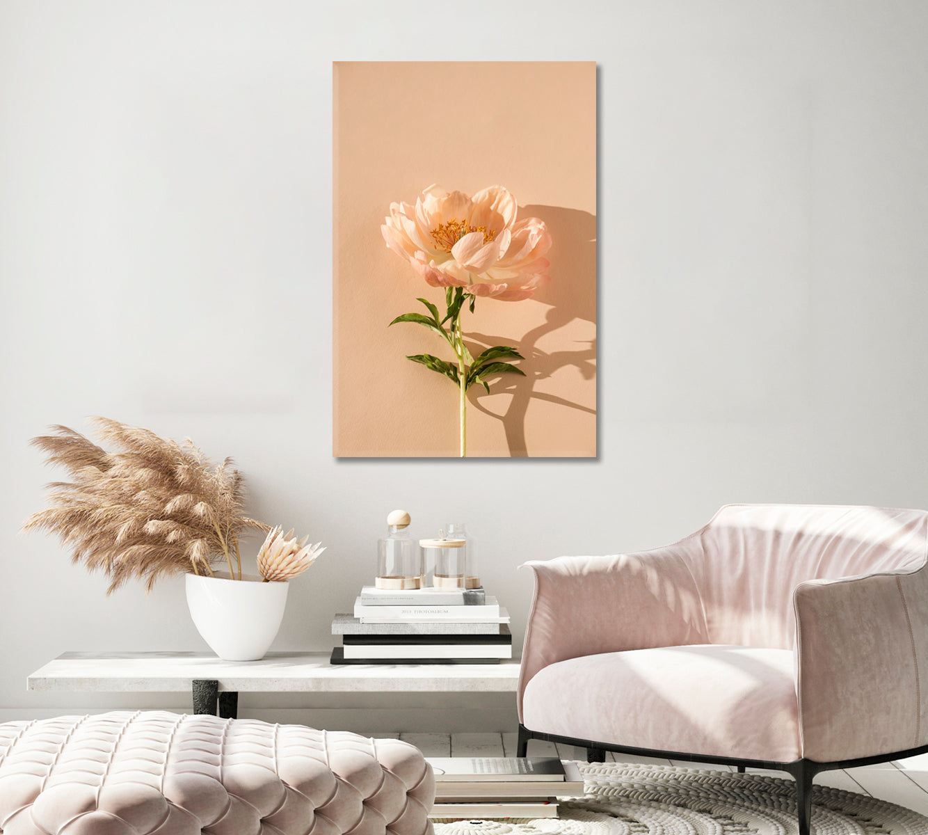 Delicate Beige Peony Flower Canvas Print-Canvas Print-CetArt-1 panel-16x24 inches-CetArt