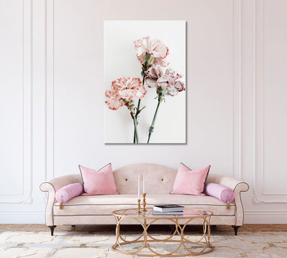 Delicate Carnation Flowers Canvas Art Stretched-Canvas Print-CetArt-1 panel-16x24 inches-CetArt