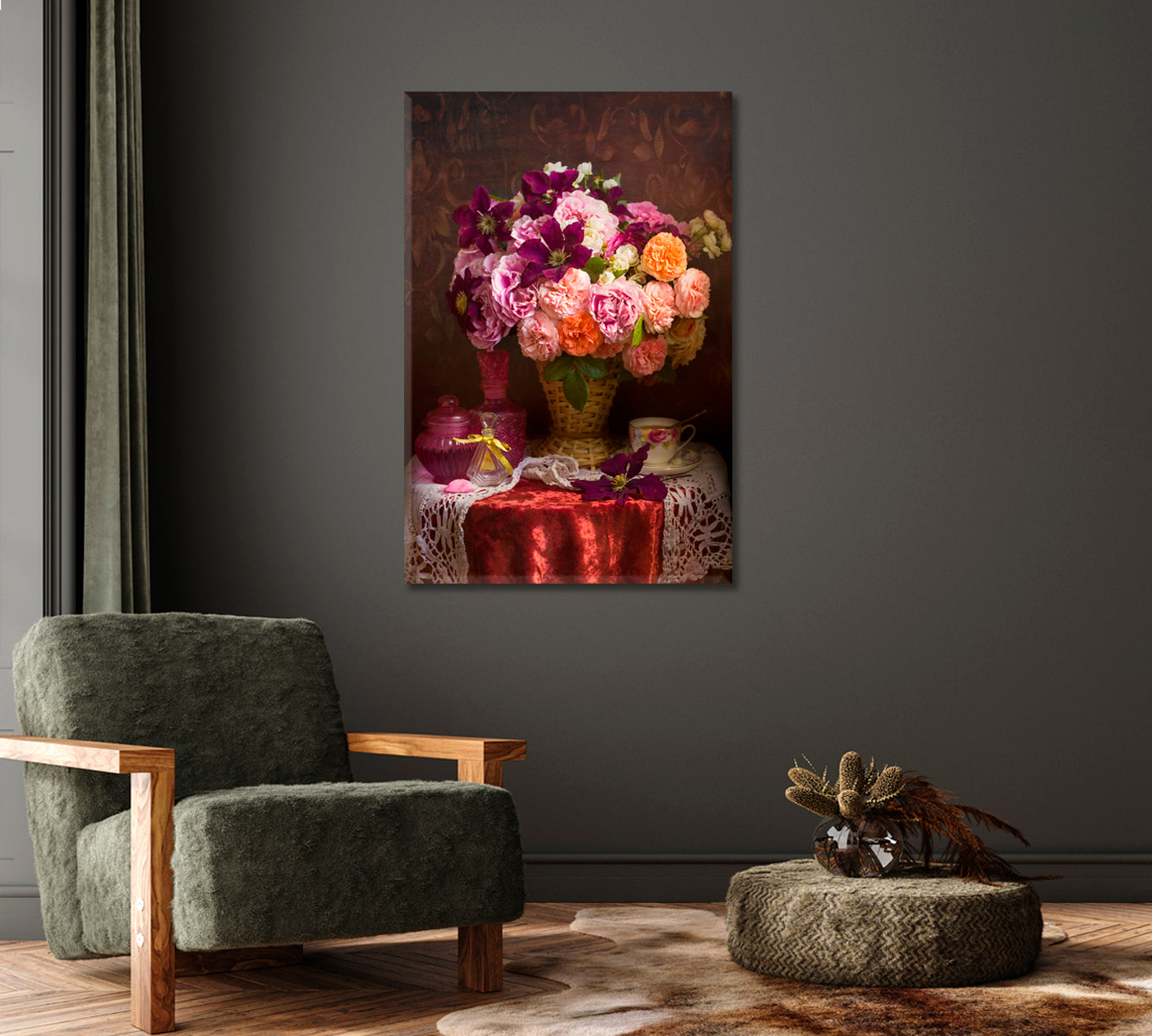 Delicate Roses Still life Canvas Print-Canvas Print-CetArt-1 panel-16x24 inches-CetArt