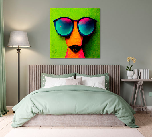 Hipster Dog in Sunglasses Modern Art-Canvas Print-CetArt-1 panel-12x12 inches-CetArt