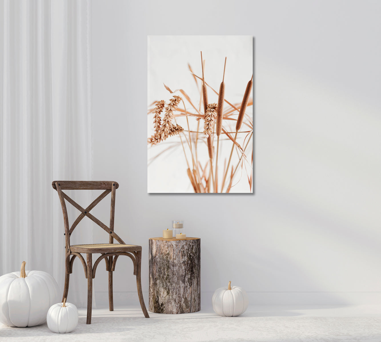 Dry Beige Reeds Giclee Art Decor-Canvas Print-CetArt-1 panel-16x24 inches-CetArt