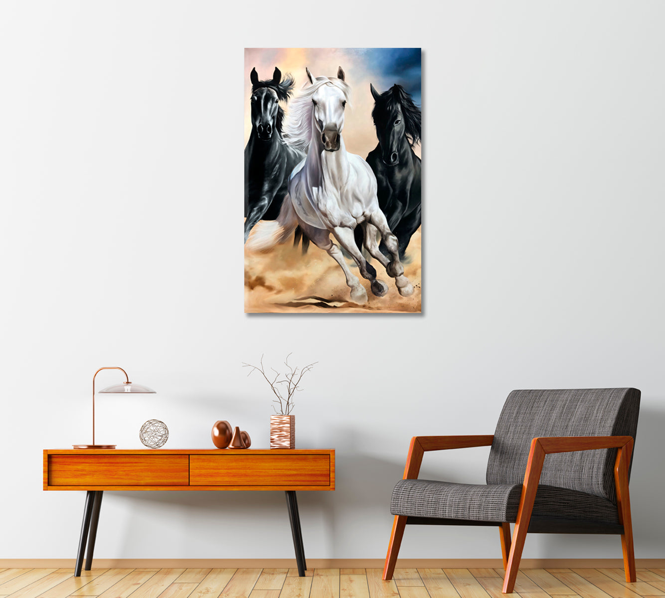 Horses Trendy Wall Art Decor-Canvas Print-CetArt-1 panel-16x24 inches-CetArt