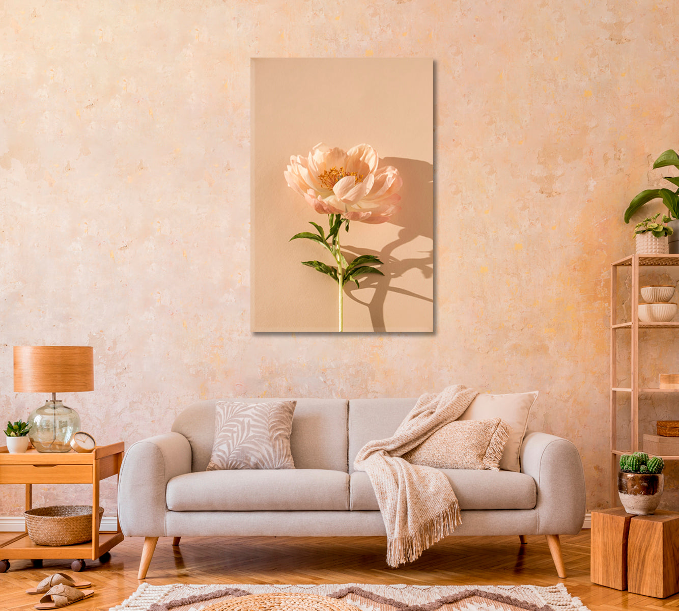 Delicate Beige Peony Flower Canvas Print-Canvas Print-CetArt-1 panel-16x24 inches-CetArt