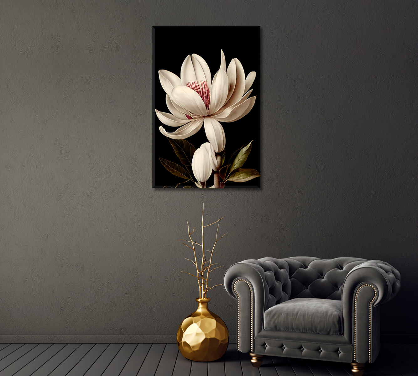 Magnolia Flower Interior Wall Decor-Canvas Print-CetArt-1 panel-16x24 inches-CetArt