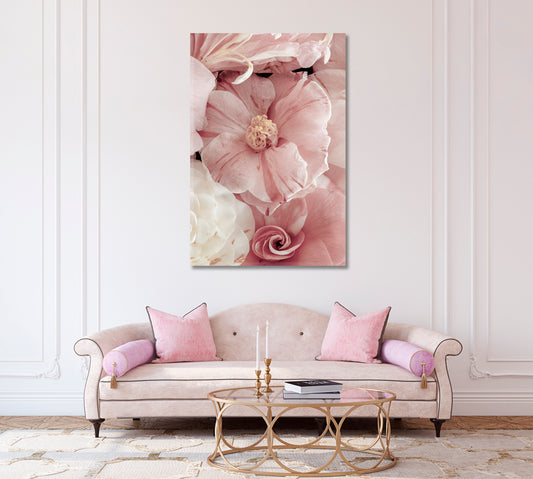 Tender Camellia Flowers Trendy Wall Decor-Canvas Print-CetArt-1 panel-16x24 inches-CetArt