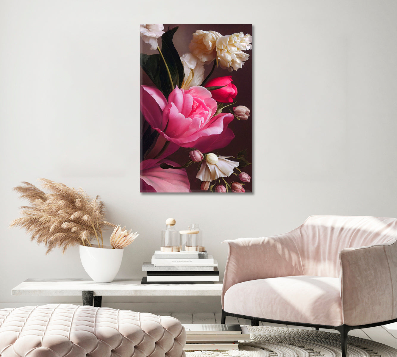 Elegant Roses Still Life Wall Art-Canvas Print-CetArt-1 panel-16x24 inches-CetArt