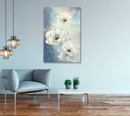 Tender White Flowers Canvas Art Decor-Canvas Print-CetArt-1 panel-16x24 inches-CetArt