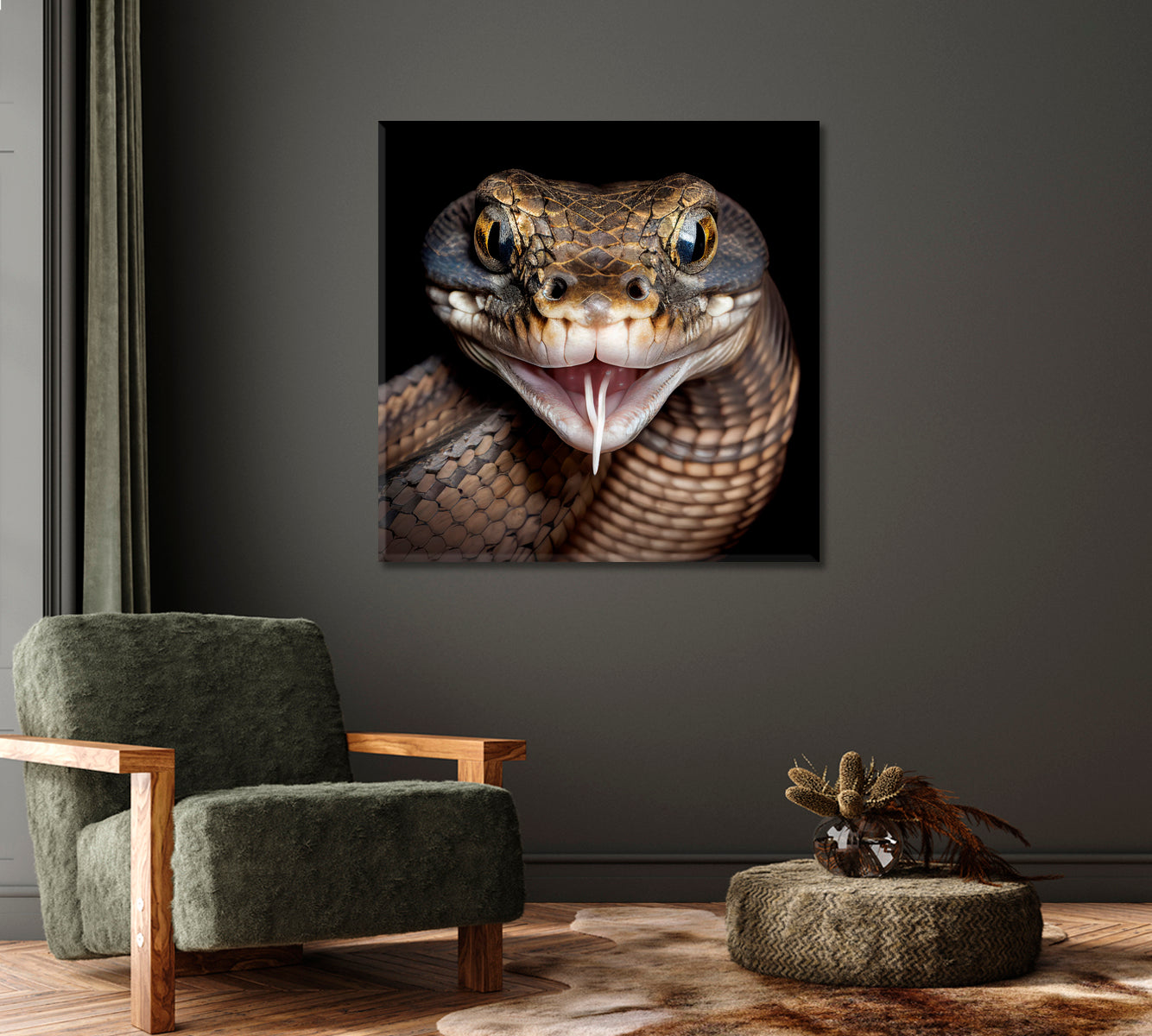 Poisonous Snake Canvas Art Home Decor-Canvas Print-CetArt-1 panel-12x12 inches-CetArt