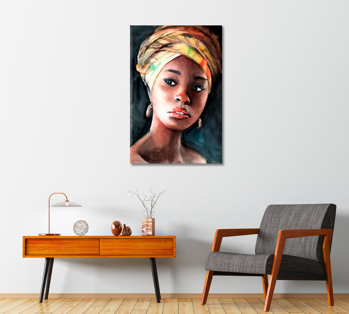 Woman in Turban Bedroom Wall Decor-Canvas Print-CetArt-1 panel-16x24 inches-CetArt