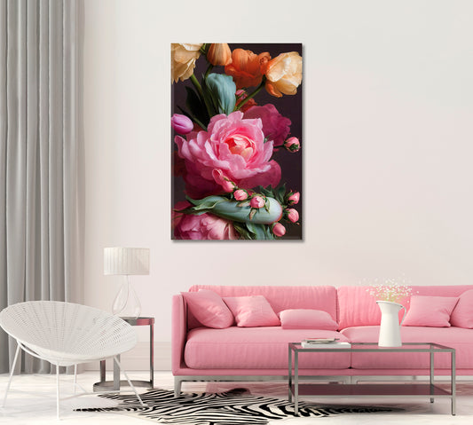 Roses Still Life Canvas Wall Decor-Canvas Print-CetArt-1 panel-16x24 inches-CetArt