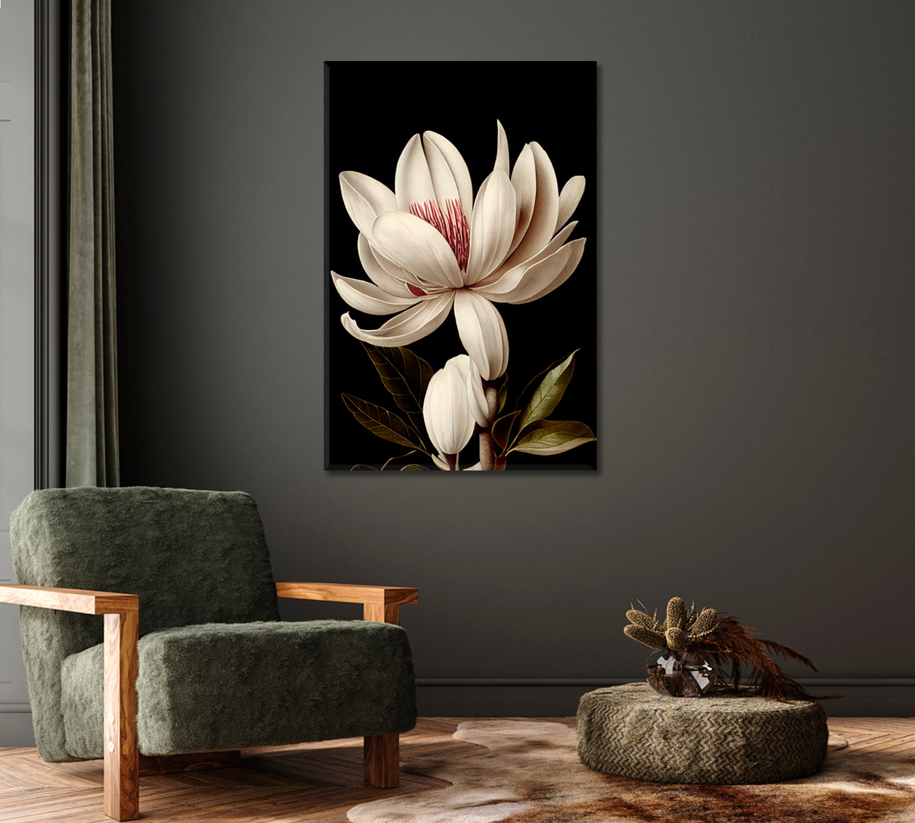 Magnolia Flower Interior Wall Decor-Canvas Print-CetArt-1 panel-16x24 inches-CetArt